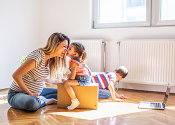 mom playing with her children