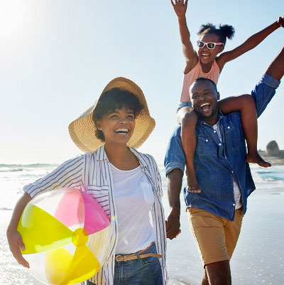 family on beach