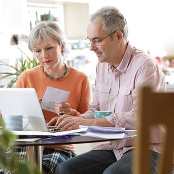 Couple working at computer