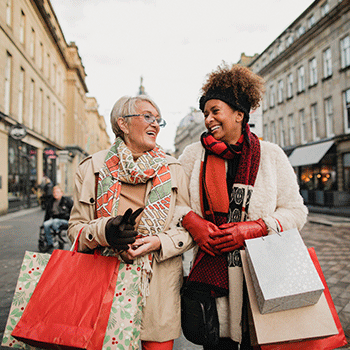 two women holiday shopping