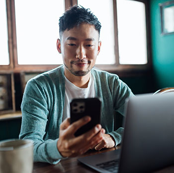 young man on mobile phone