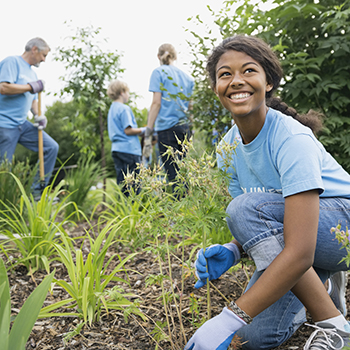 young woman volunteering