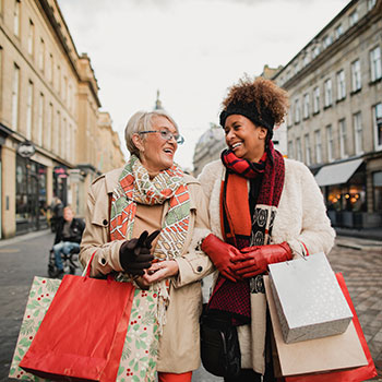 two women holiday shopping