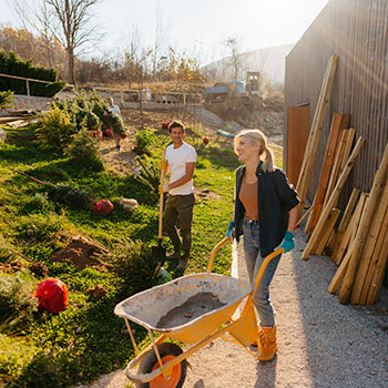couple working in yard