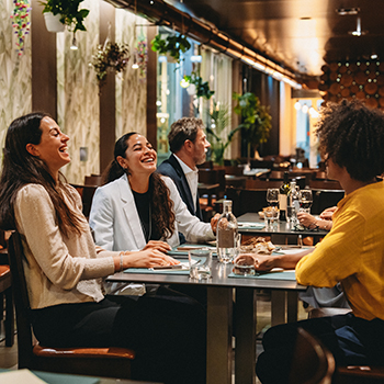 friends dining at restaurant