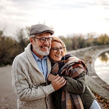 couple hugging and smiling