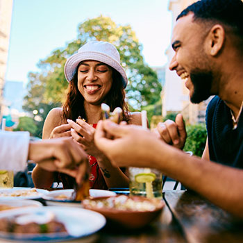 friends dining at restaurant