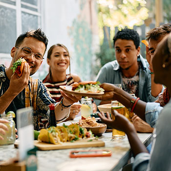 friends dining together at restaurant