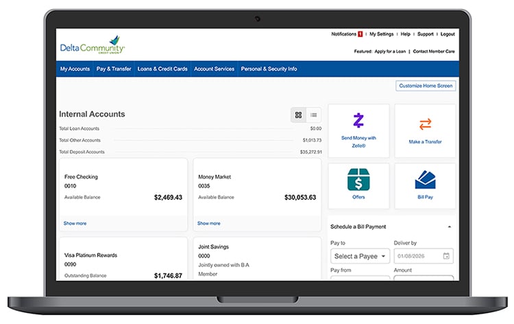 logging into online and mobile banking